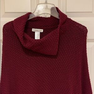 Coldwater Creek Deep Burgundy Cowl Neck Poncho